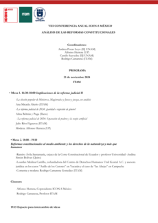 VIII Conferencia Anual ICON-S México "Análisis de las Reformas Constitucionales"